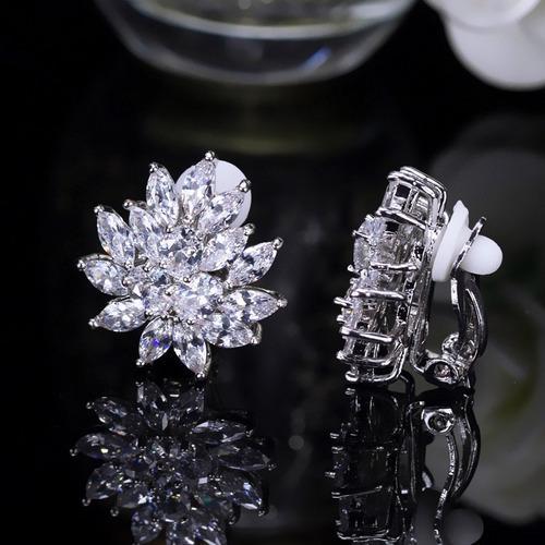Miniatura Brinco De Pressão Com Zirconia Noiva Casamento Prata Fixo