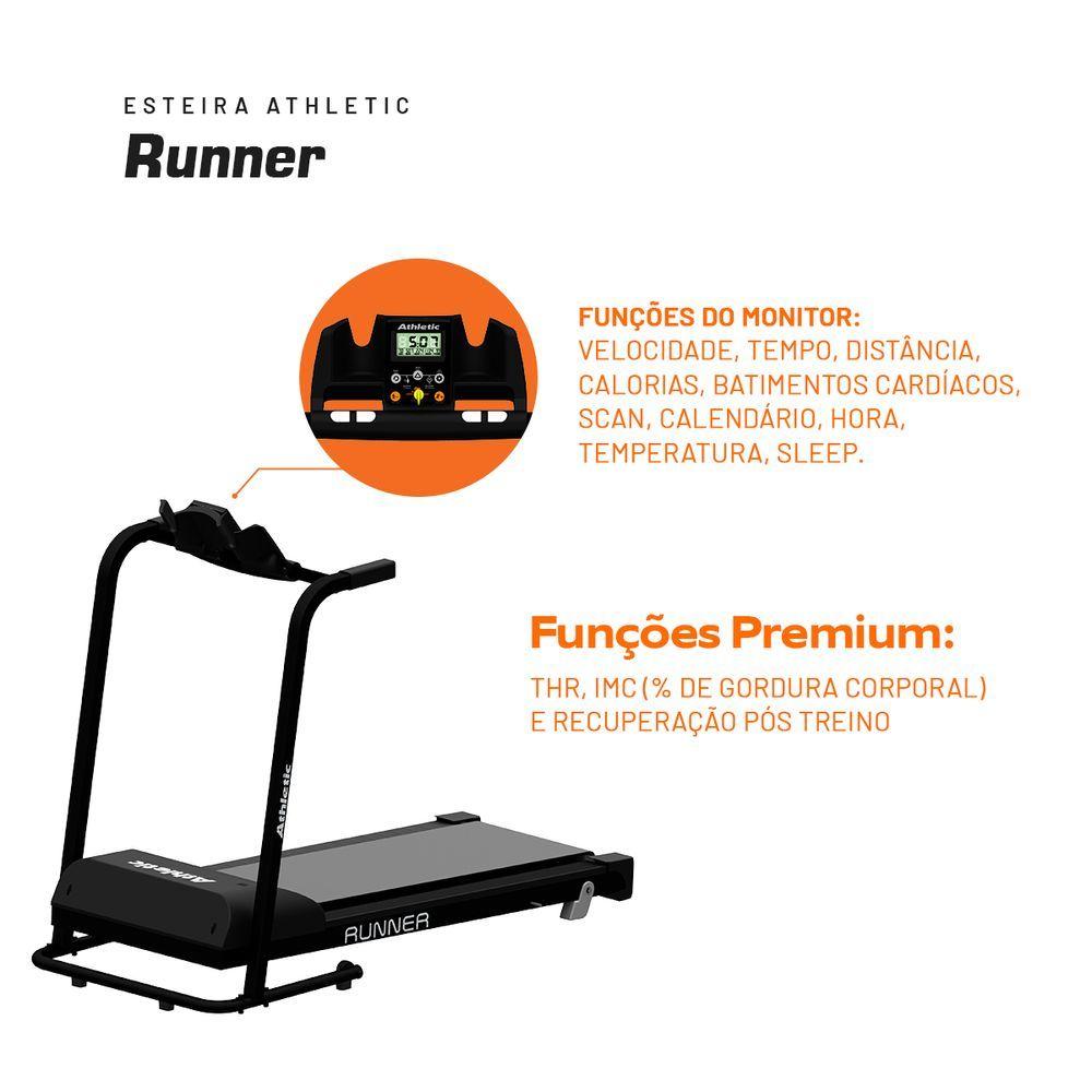 Miniatura Esteira Ergométrica Residencial Athletic Runner (13 Km/h) 13 Funções e Dobrável - Bivolt