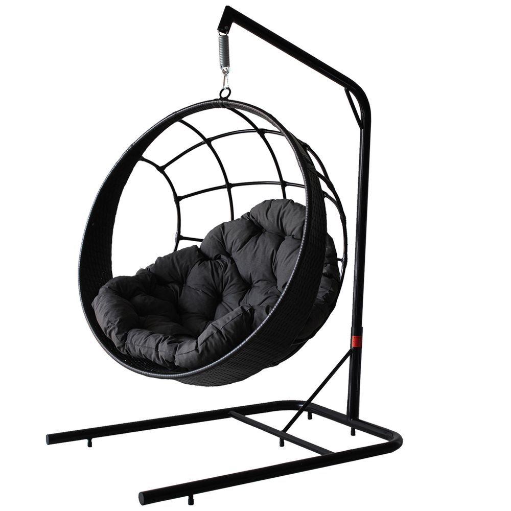 Miniatura Balanço Suspenso Ninho Preto Em Almofada Cinza