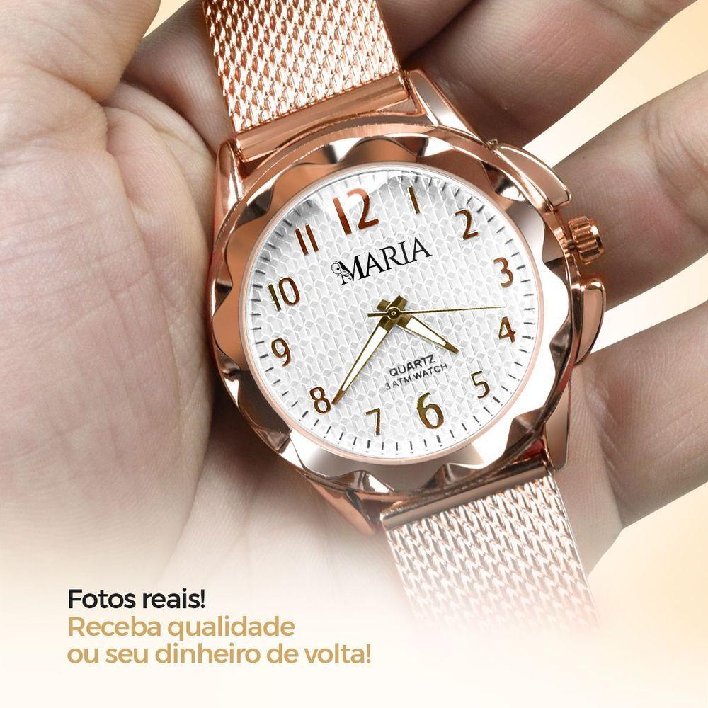 Miniatura Relogio Rose Prova Dagua Inox Silicone Feminino + Caixa Social Ajustavel Moda Original Resistente