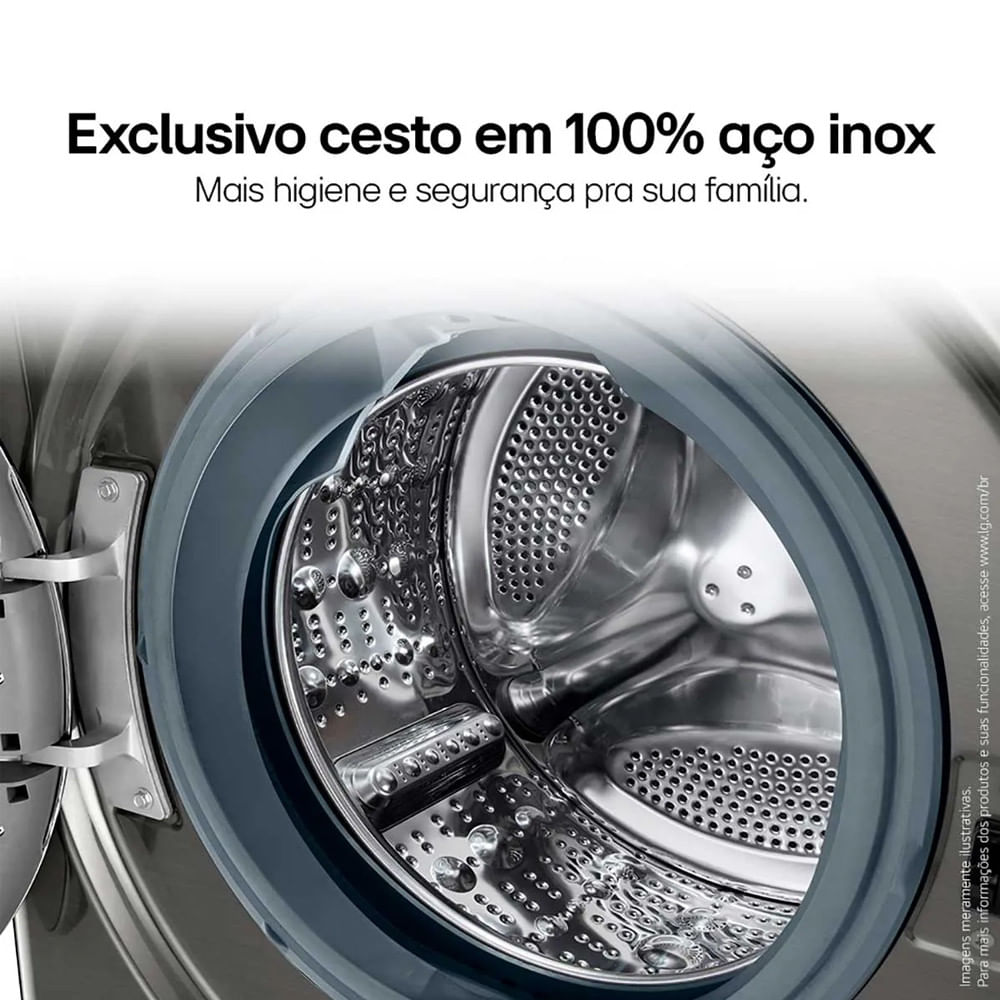Lava e Seca Smart LG VC4 12kg Look com Inteligência Artificial AIDD CV5012PC4 Inox - 110V
