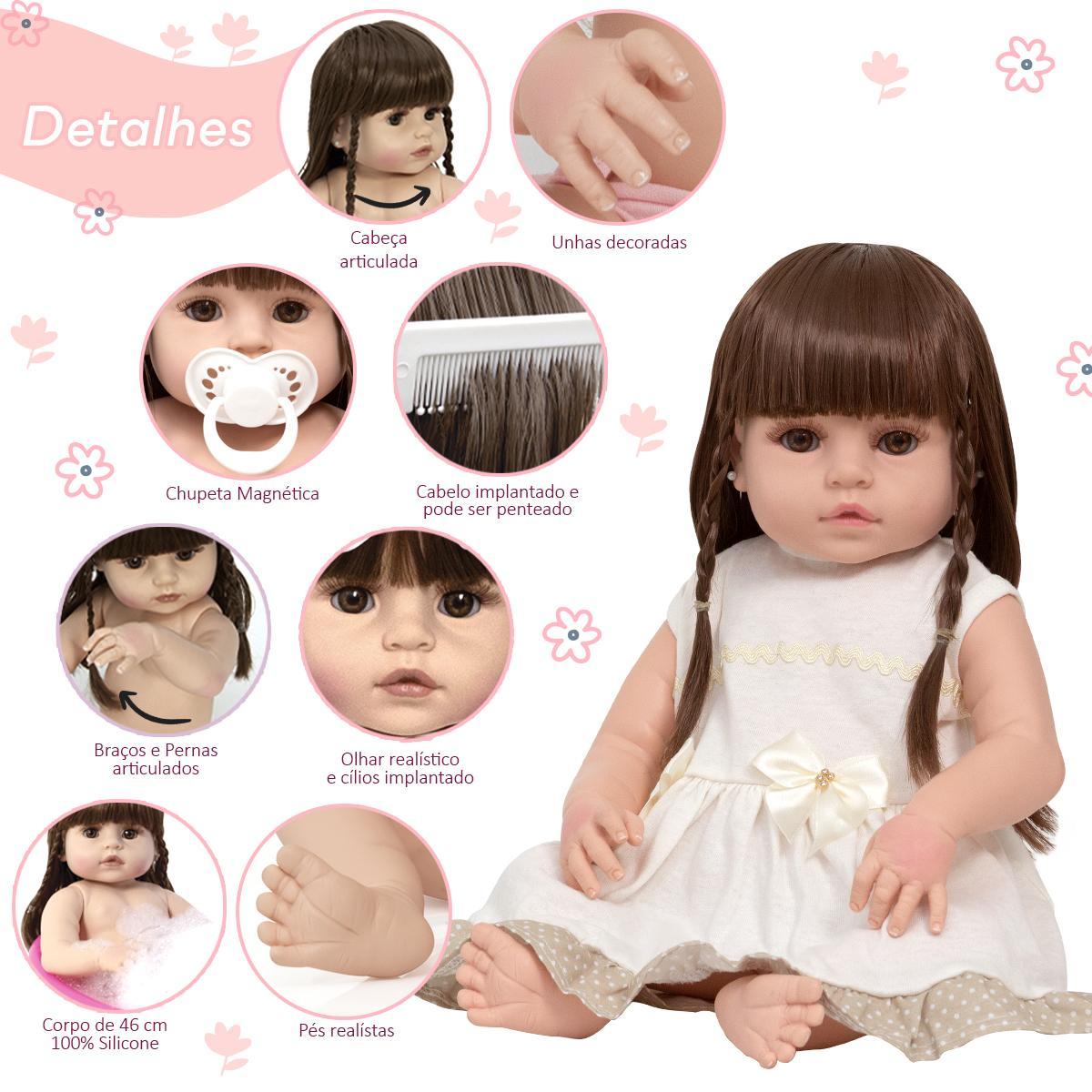Miniatura Bebe Reborn Realista Menina Linda Com Bolsa Enxoval Completo