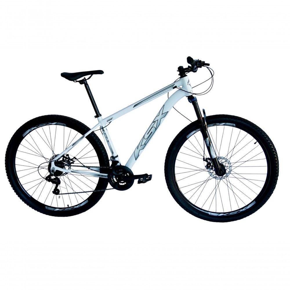 Miniatura Bicicleta Aro 29 Ksx Sd7 21v Cabos Internos Alumínio Freios A Disco Garfo Suspensão Branco Prata Tamanho 17