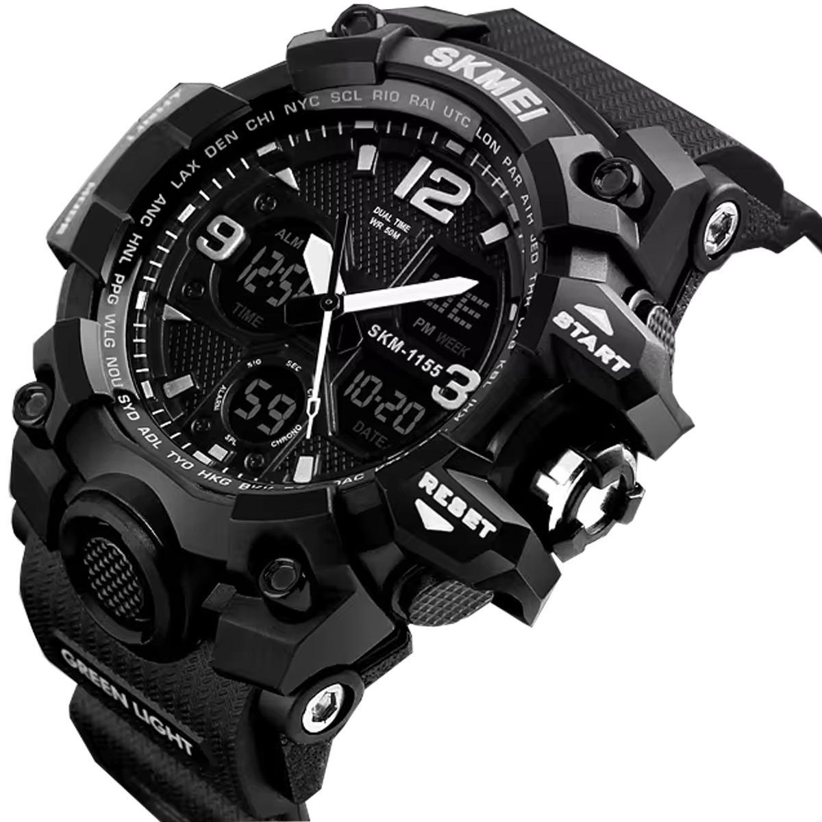 Miniatura Relógio Masculino Skmei Anadigi 1155 Preto