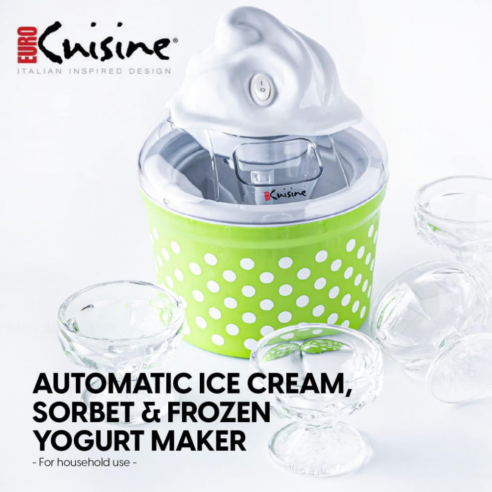 Miniatura Máquina de Sorvete Manual Capacidade 1,5L, 110V 15W, Euro Cuisine, Verde