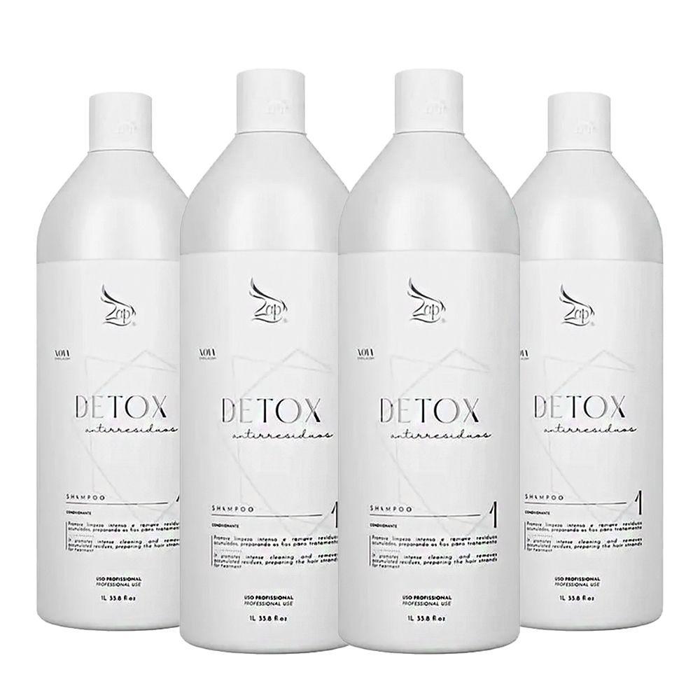 Miniatura Kit 4 Shampoo Anti-resíduos Detox Zap Limpeza Profunda 1 Litro