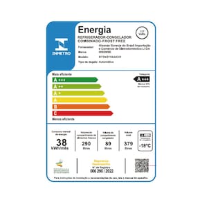 Refrigerador Duplex 379L Hisense RT3N375 Frost Free Inverter Portas Planas Prateleiras de Vidro Inox 110V
