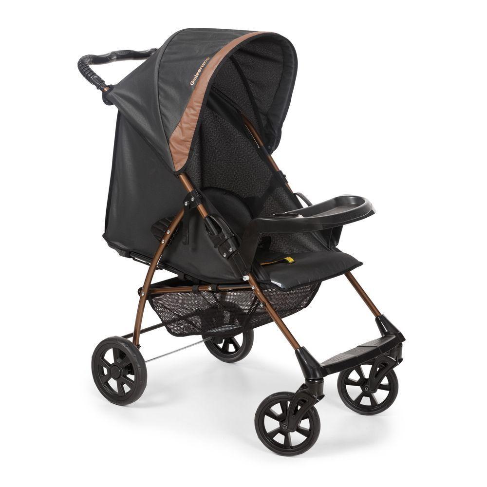Miniatura Carrinho de Bebê Passeio Galzerano Romano 1035 de 0 Meses até 15kg Preto com Cobre