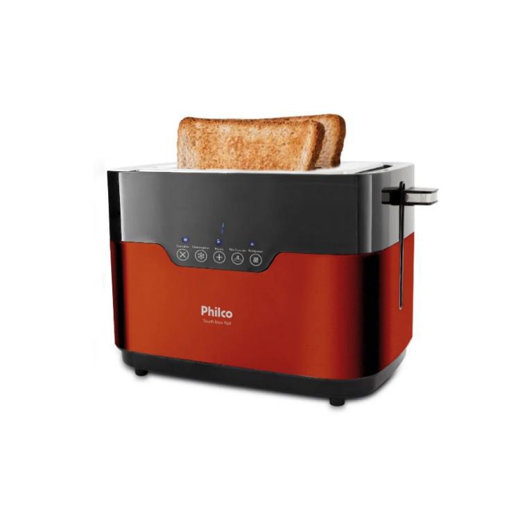 Miniatura Torradeira 850W Touch Inox Red 127V Philco