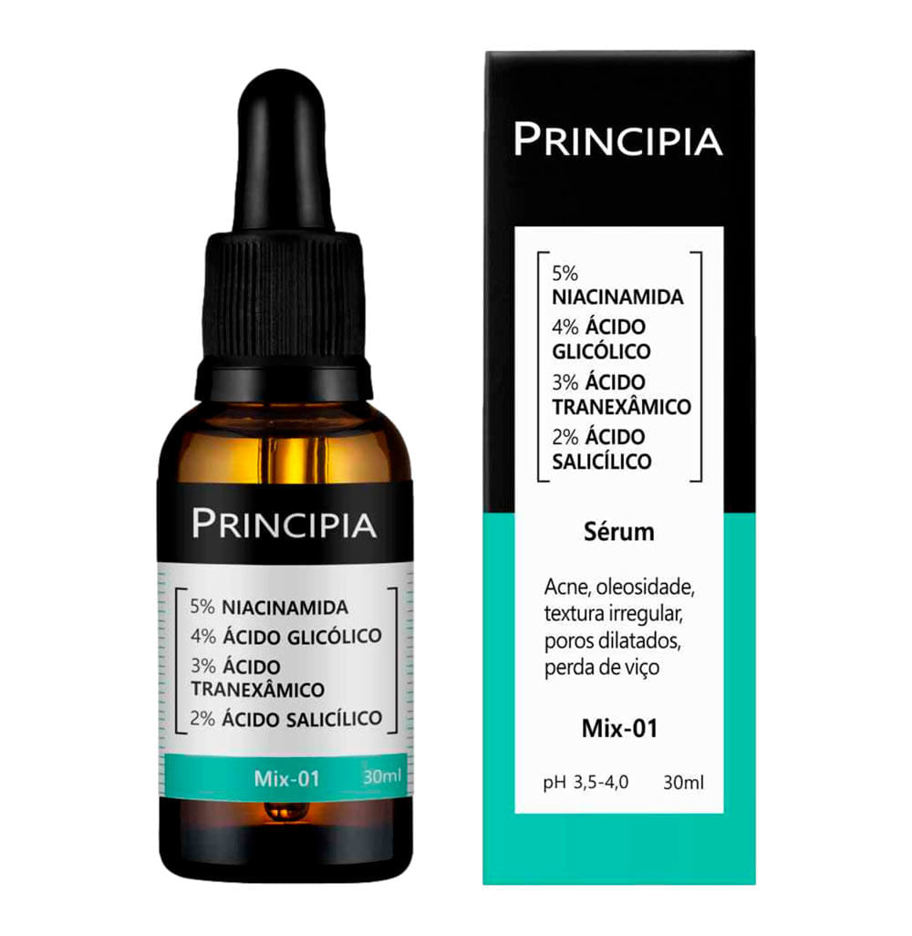 Miniatura Sérum Principia Mix-01 Niacinamida, Ácidos Glicólico, Tranexâmico e Salicílico 30ml