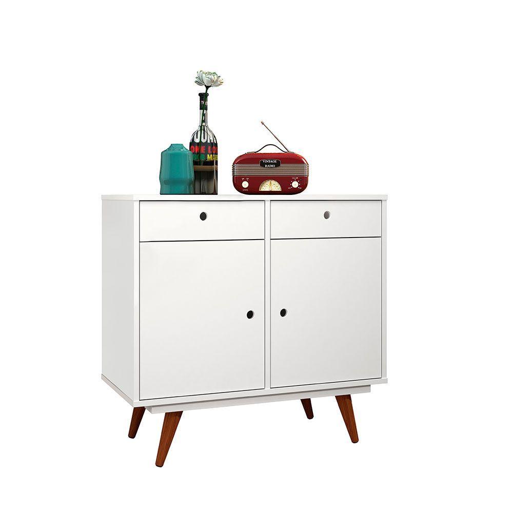 Miniatura Balcão Buffet 2 Gavetas E 2 Portas Retrô 90 Olivar - Cor: Branco