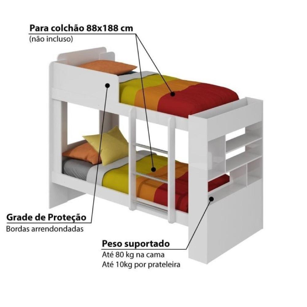 Treliche Juvenil Smart com 6 Nichos Cimol Branco