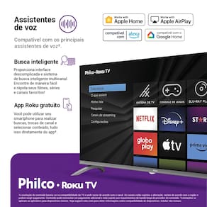 Smart TV 32” Philco LED HD P32CRA Roku TV HDR Dolby Audio Wi-Fi Dual Band HDMI USB