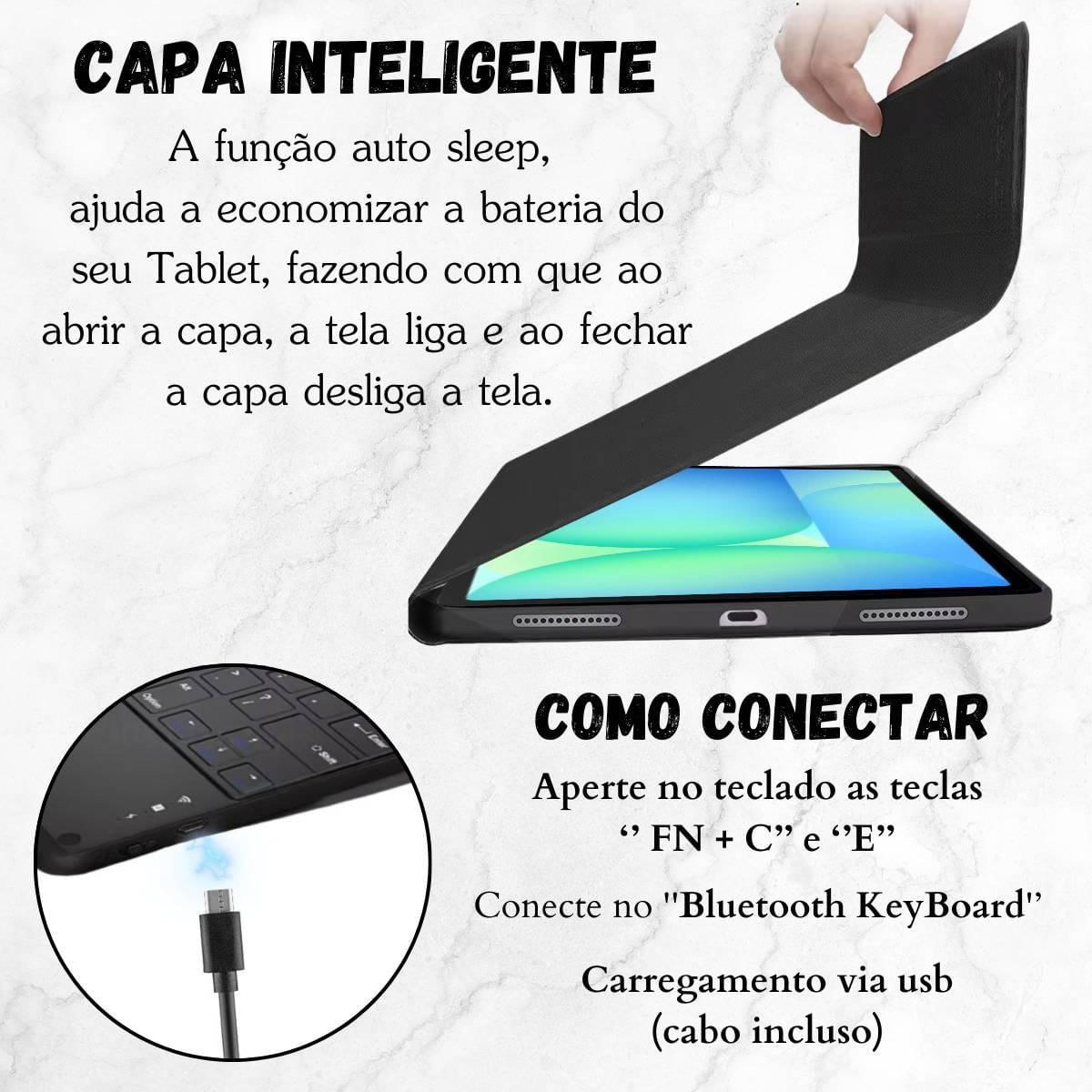 Miniatura Capinha Teclado Magnética Para Galaxy Tab S10 Fe 10.9 - X526