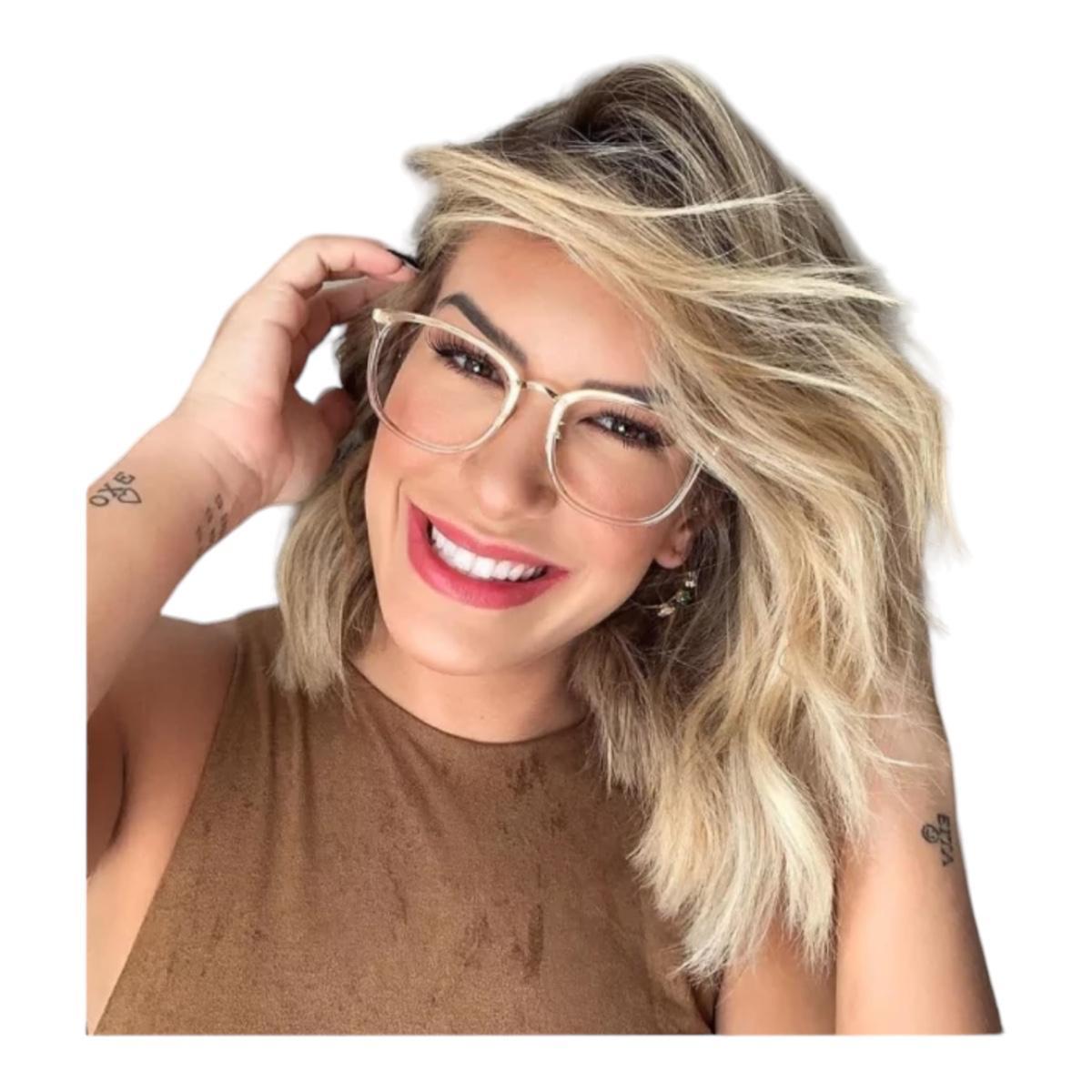 Miniatura Armação Óculos Grau Feminino Quadrado Dourado Colorado Palas