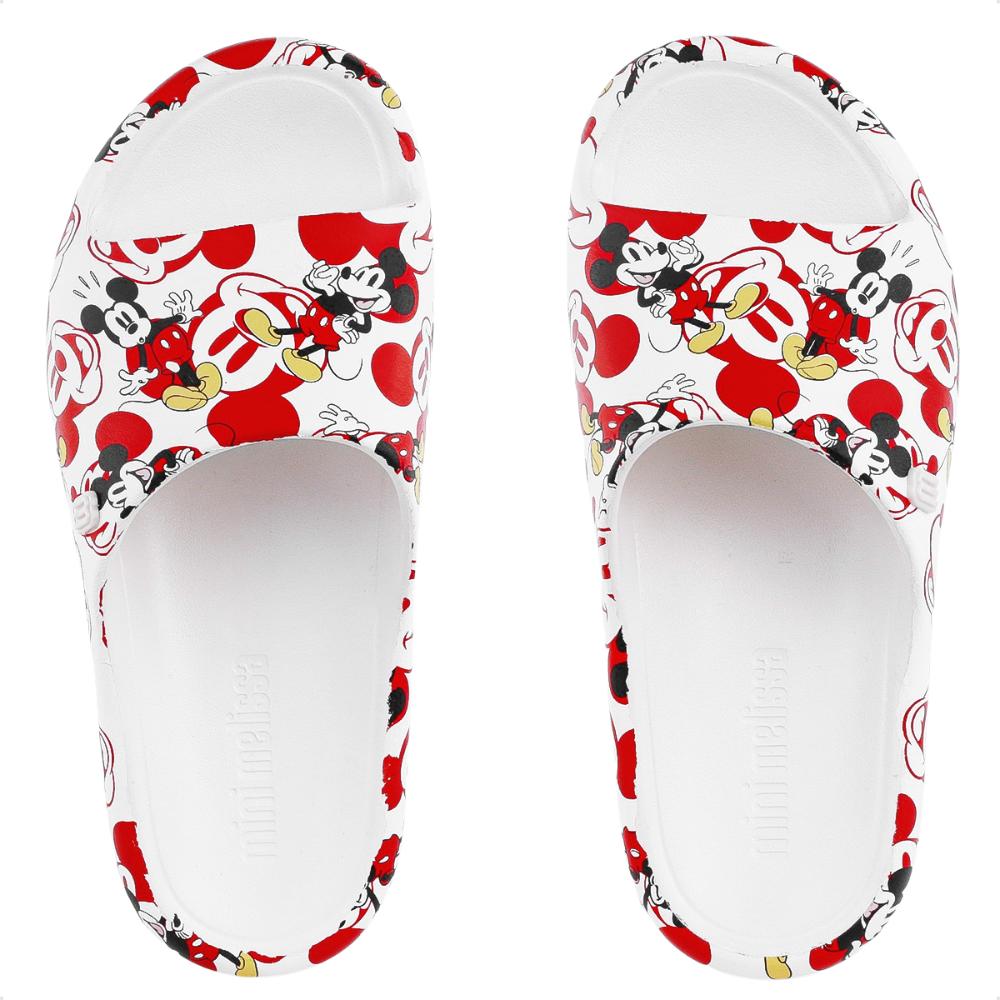 Chinleo Slide Mini Melissa Free Print Mickey and Friends Infantil Branco / Vermelho - 29