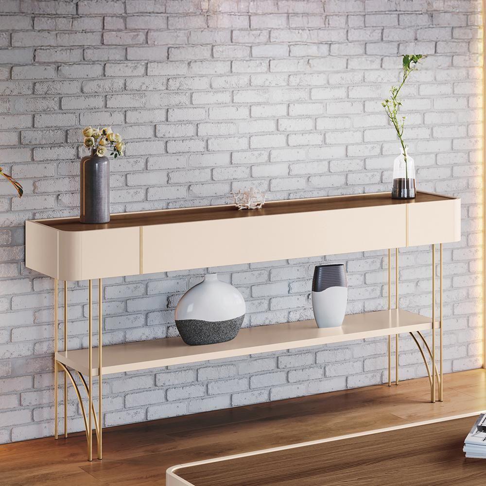 Miniatura Aparador Sala De Estar Vivant Off White-castanho - Hb Móveis Off White-castanho