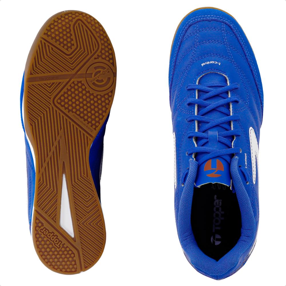 Chuteira Topper Futsal Maestro Td IV Futebol de Salão Masculina Azul / Branco - 44.