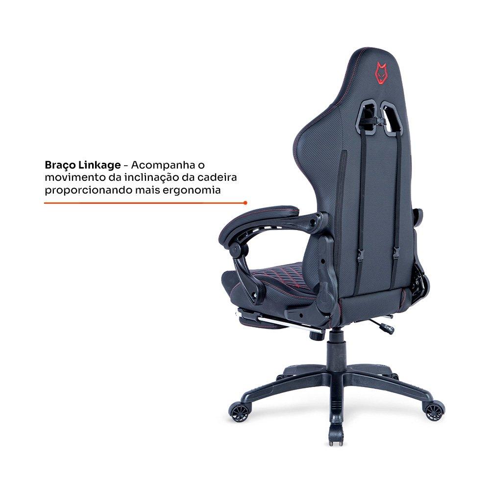 Miniatura Cadeira Gamer Husky Tempest 700, Até 145kg, Almofadas, Reclinável 150º, PU, Descanso para Pés, Preta e Vermelha - HCG700PTVR