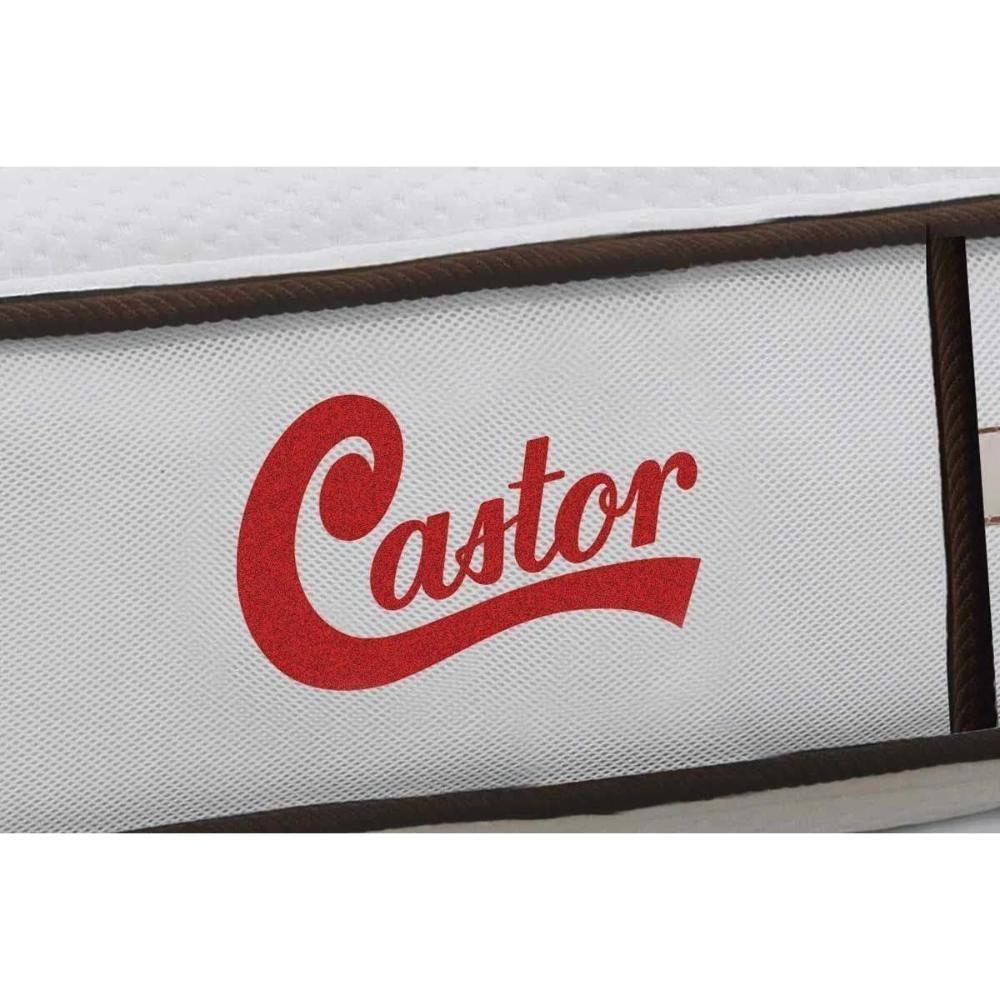 Miniatura Cama Box Queen: Colchão Molas Ensacadas Castor Pocket Gold Star Vitagel Class + Base White(158X198)
