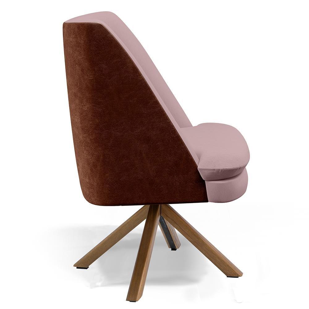 Miniatura Poltrona Base Giratória Veludo Rosê C-305 Corano Marrom B-38