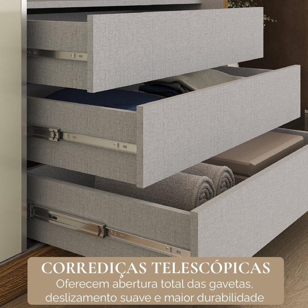 Guarda-roupa Casal com Espelho Monte Carlo Cinamomo / Off White