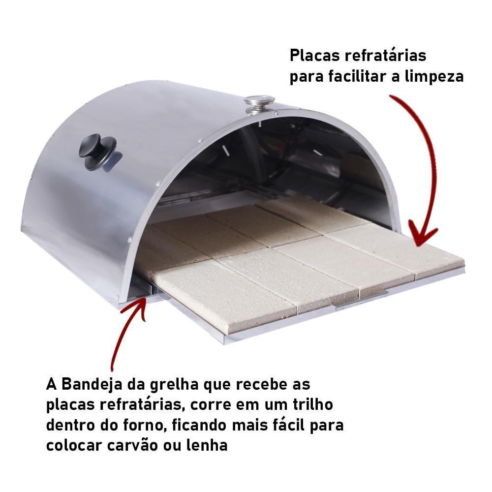 Miniatura Forno de Pizza Inox p/ Churrasqueira Issi Grill 47x48x26cm