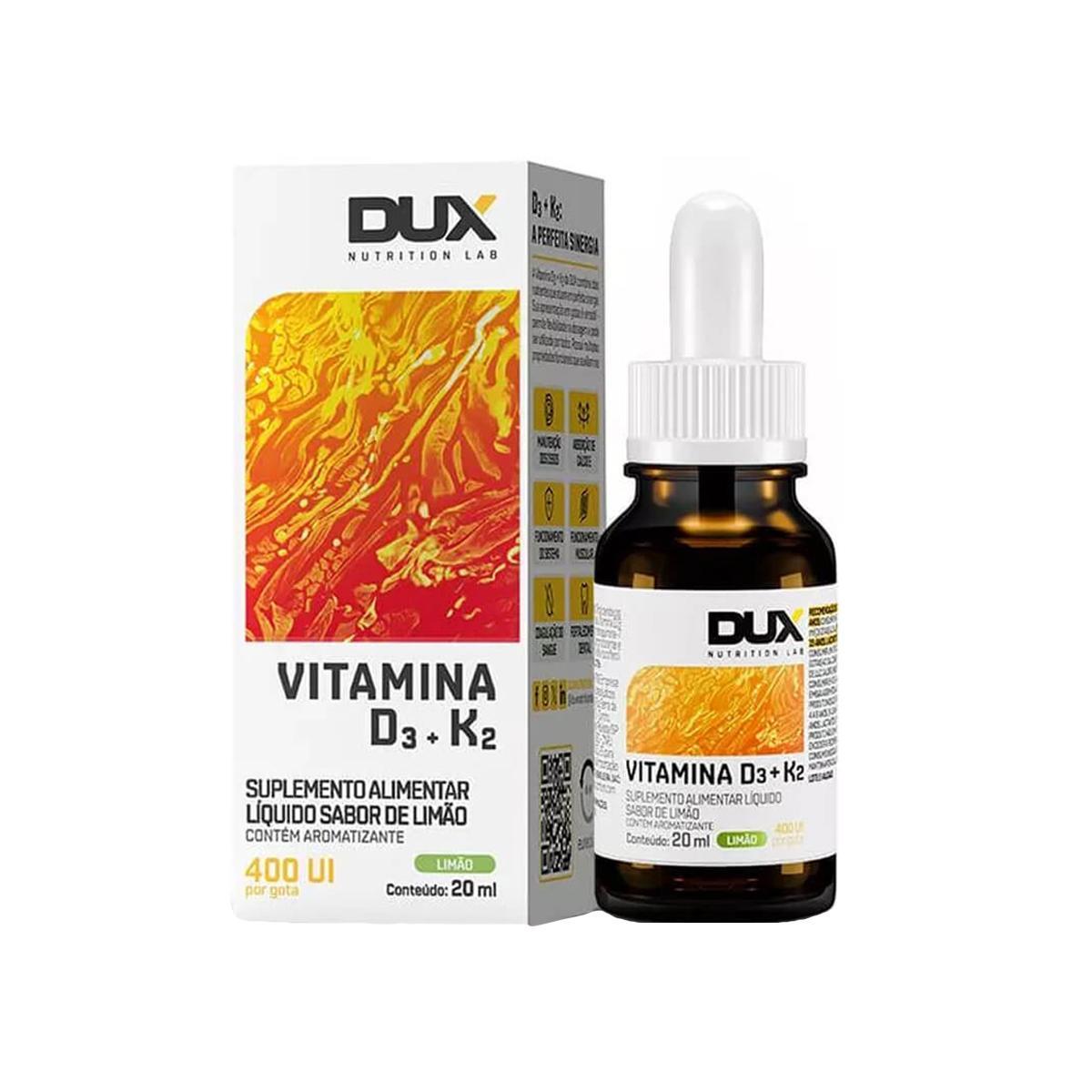 Miniatura Vitamina D3 + K2 Sabor Limão 20Ml Dux Nutrition