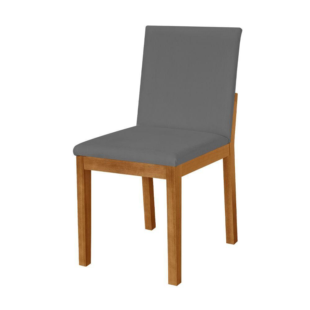 Miniatura Kit 2 Cadeiras De Jantar Estofadas Veludo Cinza Pérola Base Madeira Maciça