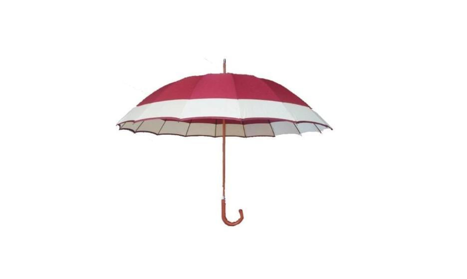 Miniatura Guarda Chuva 16 Varetas Cabo Madeira 115Cm Grande Rosa