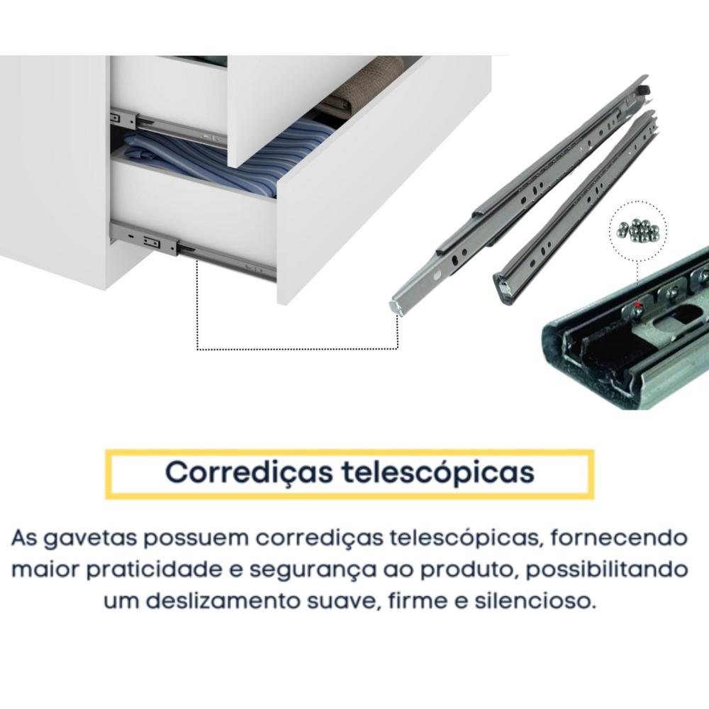 Cômoda 4 Gavetas 104cm Ripada Nova York Neve/Neve