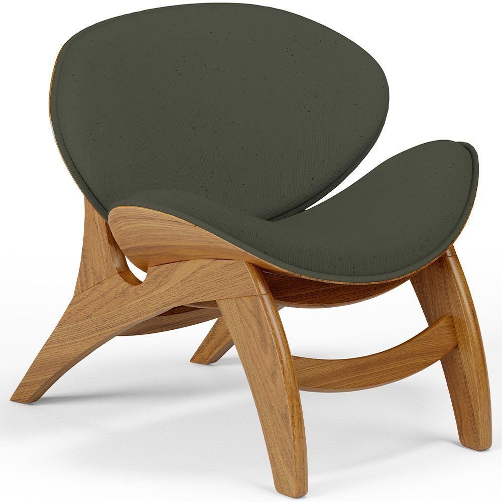 Miniatura Poltrona Decorativa Orgânica Sala Living Kadosh L02 Linho Verde Musgo