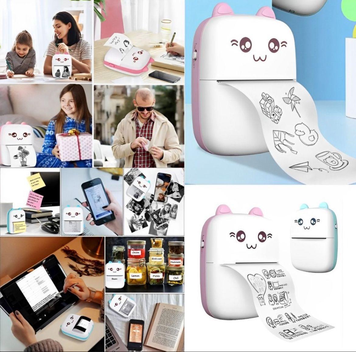 Miniatura Mini Impressora Premium Termica Recarregavel Portatil Printe