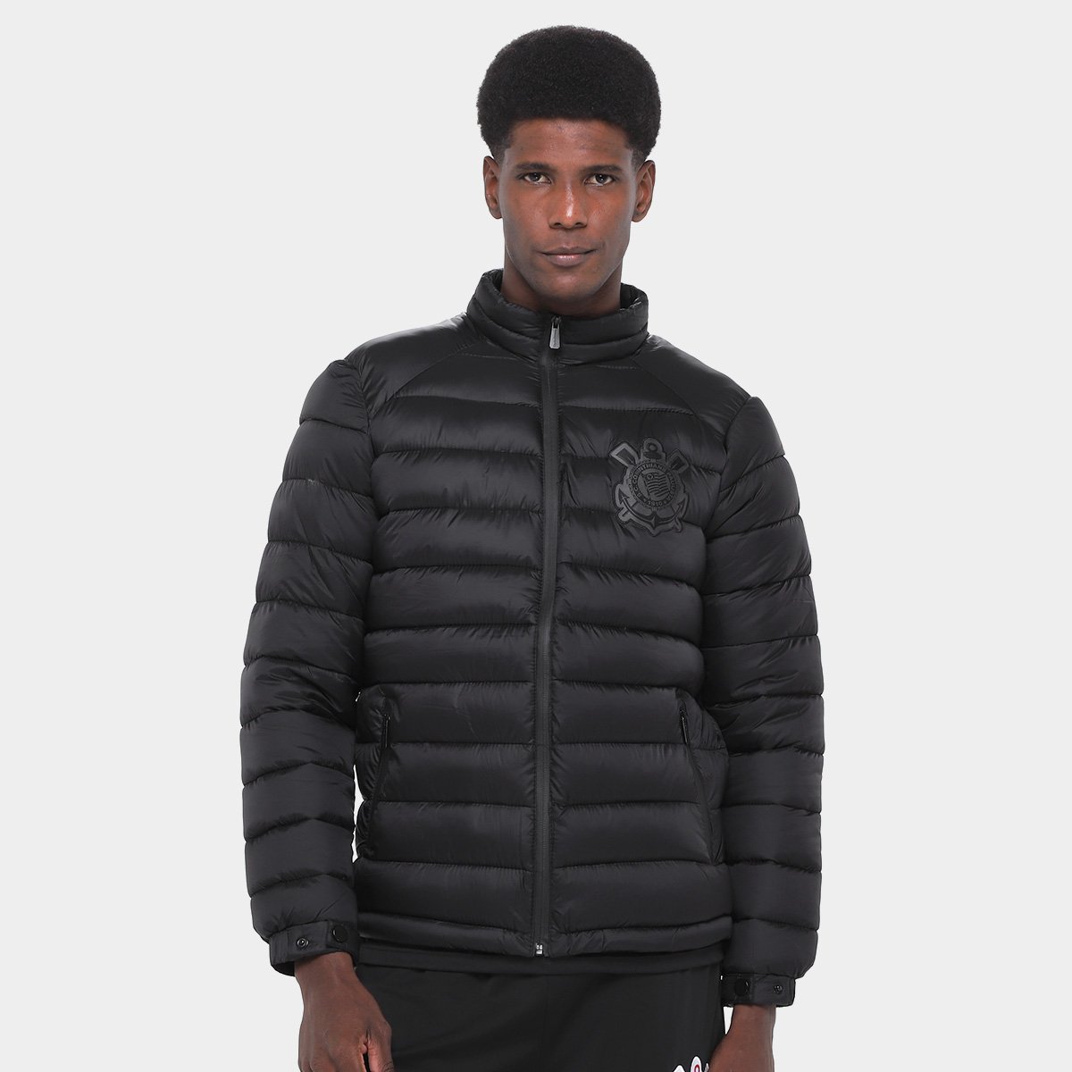 Miniatura Jaqueta Puffer Corinthians Coimbra Masculina Preto - M