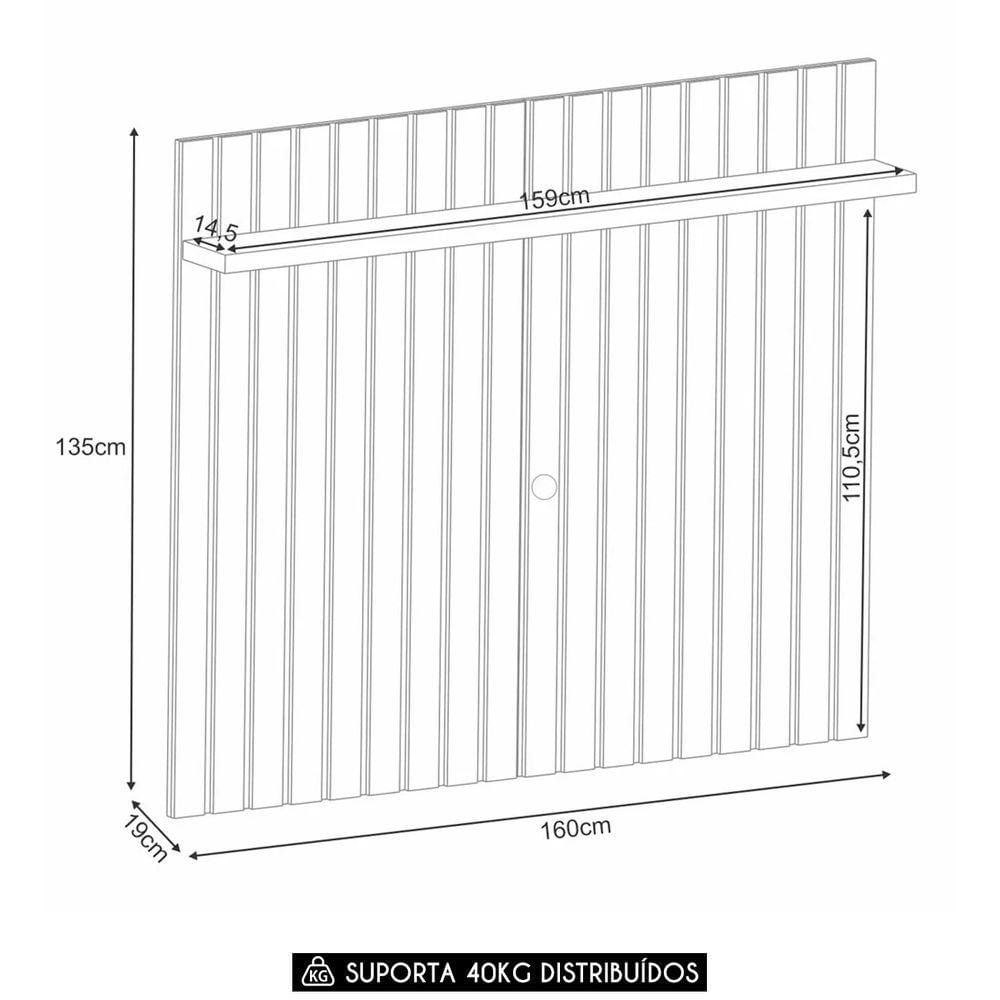 Miniatura Painel Tv 60 160cm Suspenso Ripado Link Castanho - Hb Móveis
