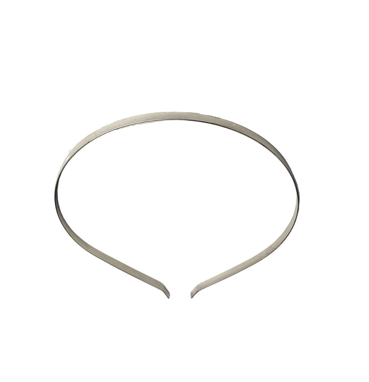 Miniatura Tiara Arco Metal Acessório De Cabelo Prata Liso 14Cm
