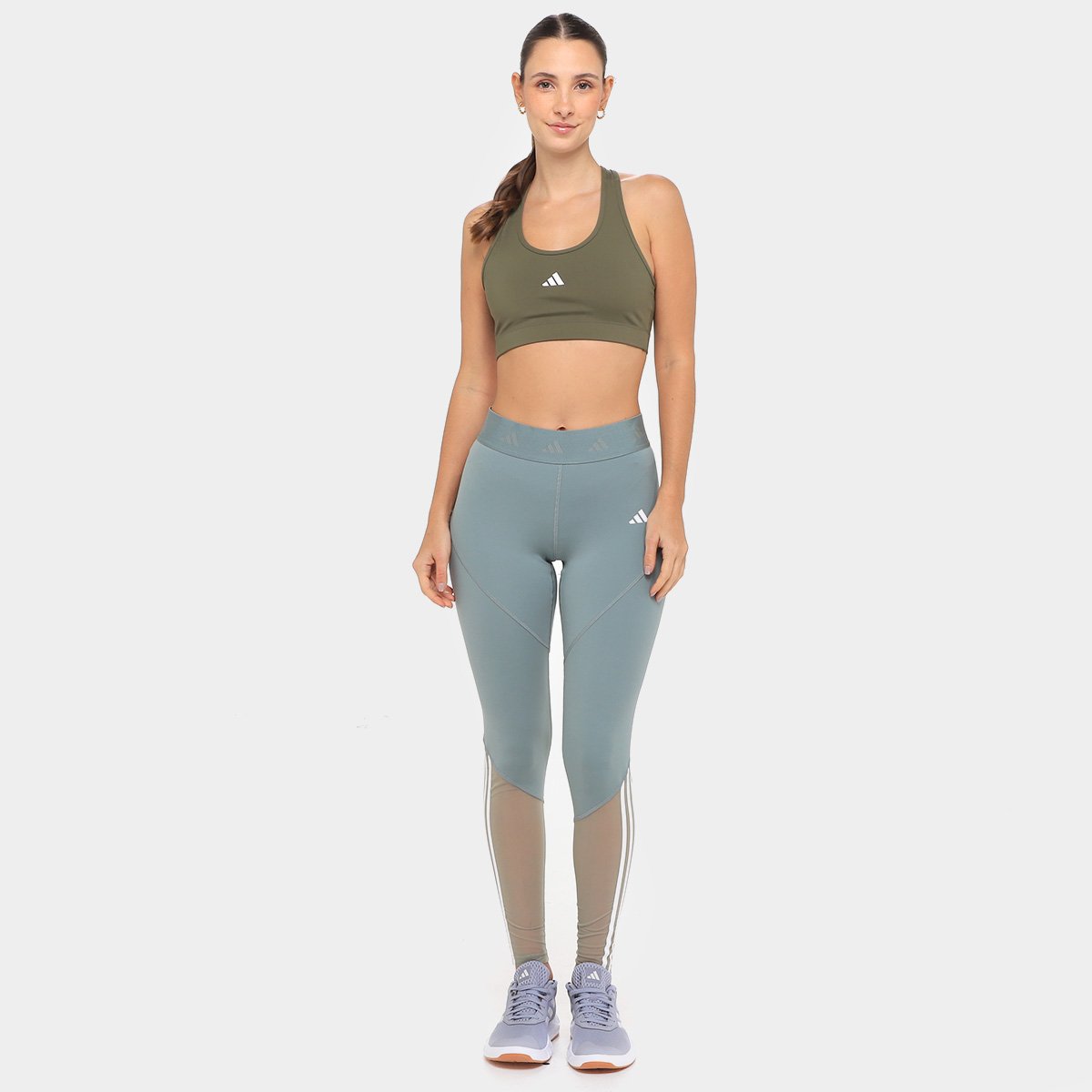 Miniatura Calça Legging Adidas Hyperglam Feminina Verde+Branco - EP