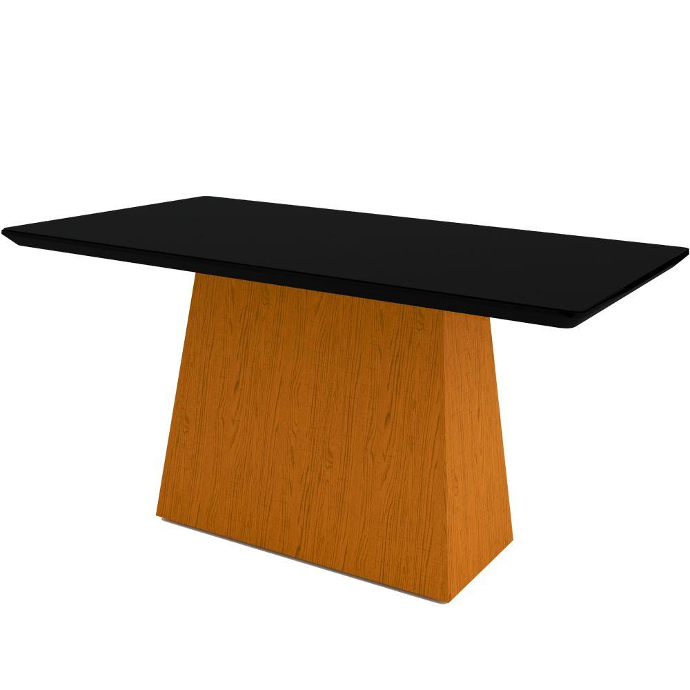 Miniatura Mesa De Jantar 6 Lugares Tampo De Madeira Com Vidro 1,60cm