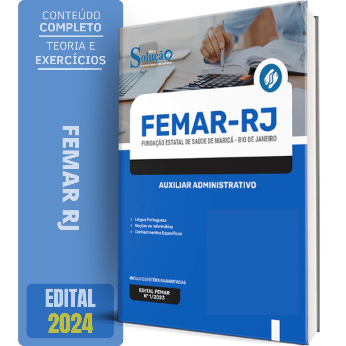 Miniatura Apostila Femar Rj 2024 - Auxiliar Administrativo