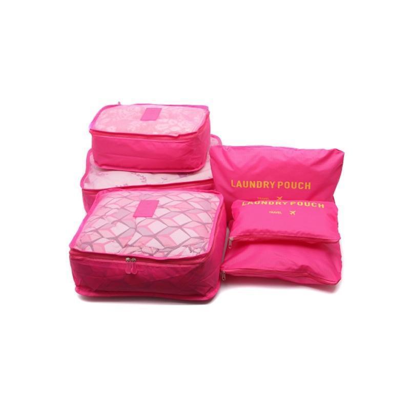 Miniatura Kit 6 Bolsas Organizadoras Para Mala / Bagagem- Pink