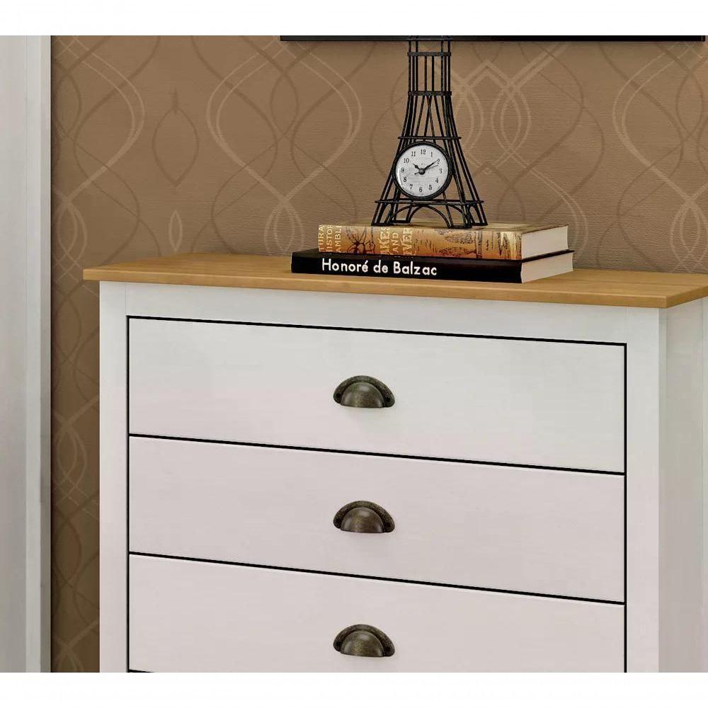 Miniatura Comoda 04 Gv Corrediças Madeira Maciça 9101 Branco Carvalho