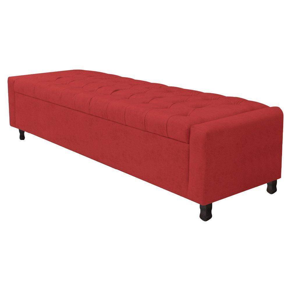 Miniatura Calçadeira Baú Queen Everest P02 160 Cm Para Cama Box Corano - Amarena Móveis Vermelho