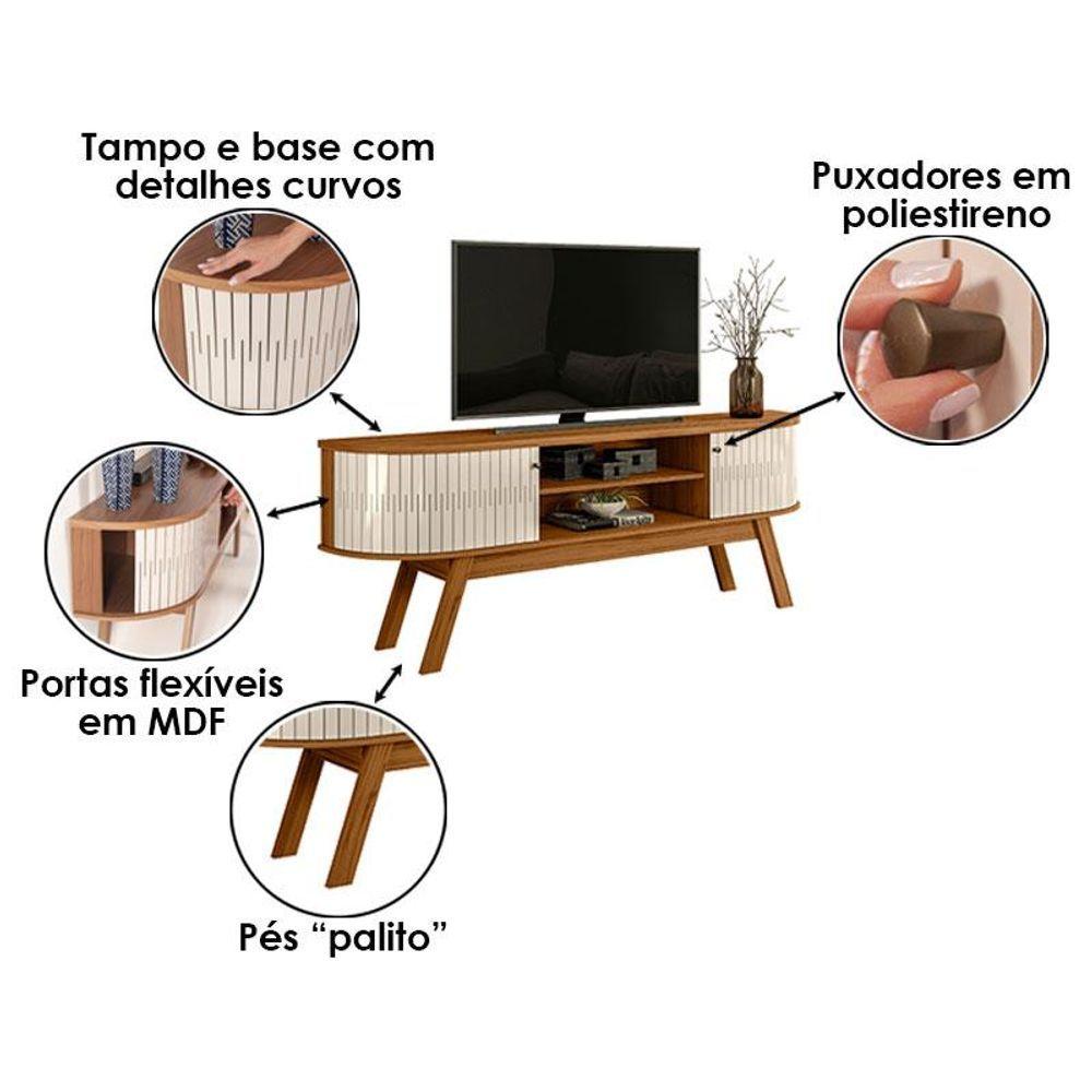 Miniatura Rack Bancada Valência Com Mesa De Centro Indianápolis Cinamomo Off White - Madetec