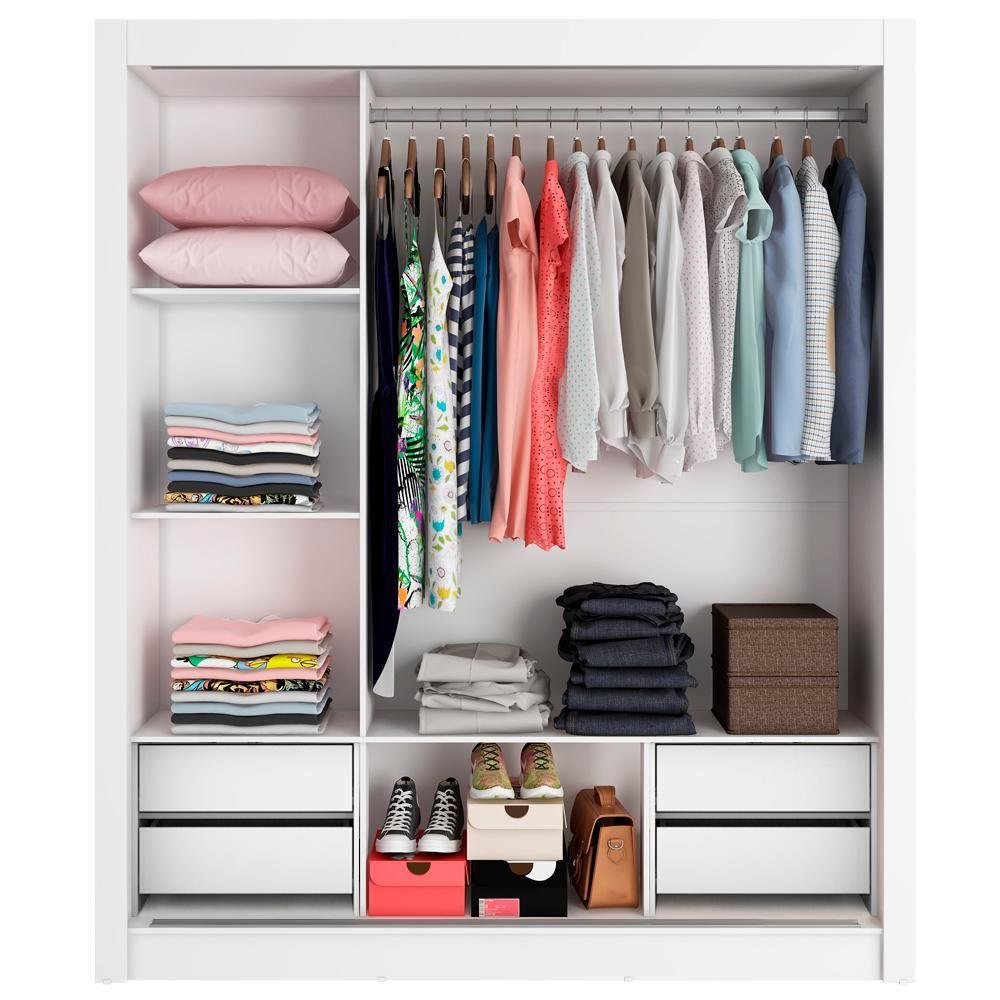 Guarda Roupa Casal Lyon 3 Portas de Correr 4 Gavetas Madesa