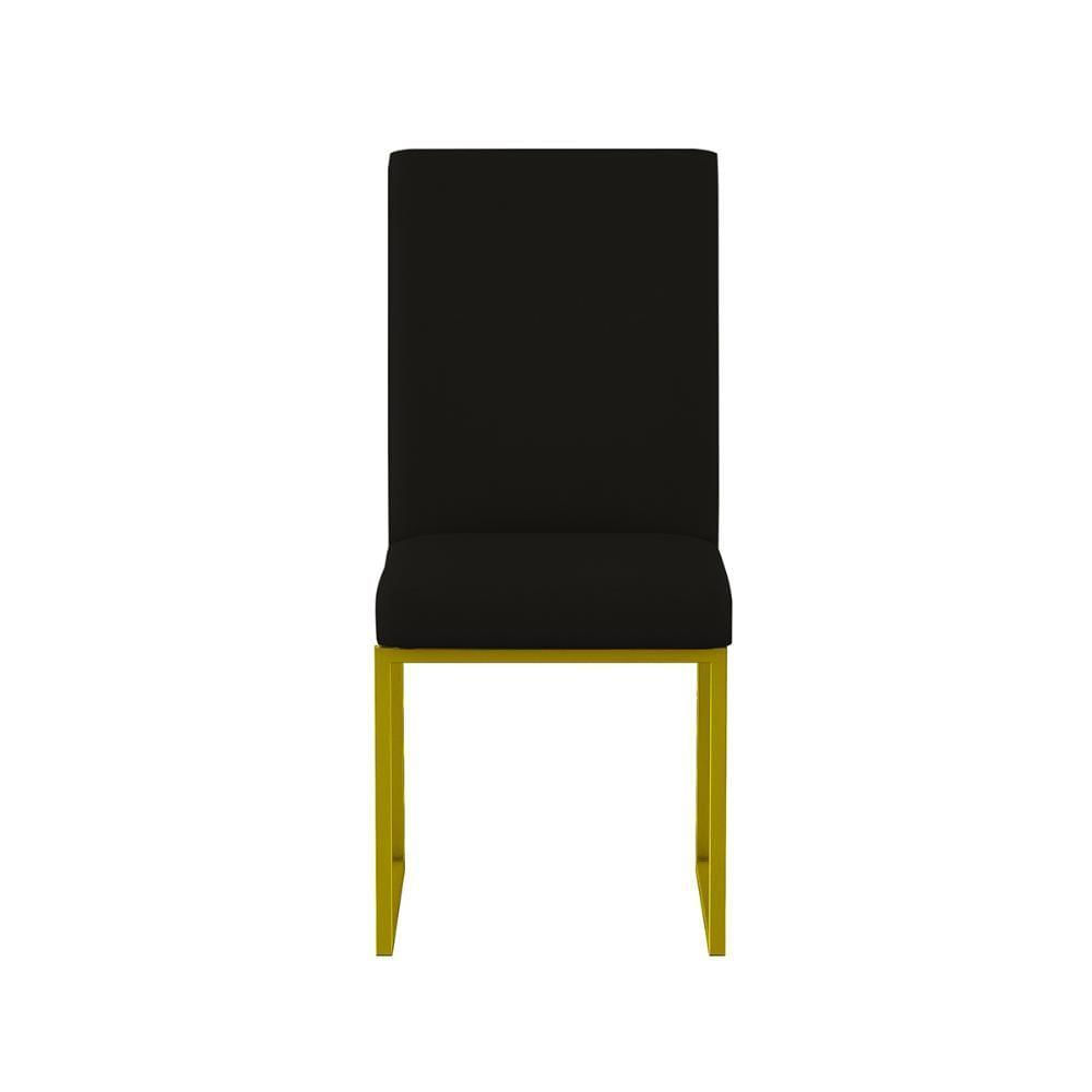 Miniatura Kit 6 Cadeiras De Jantar Com Base De Ferro Dourado Balaqui Preto