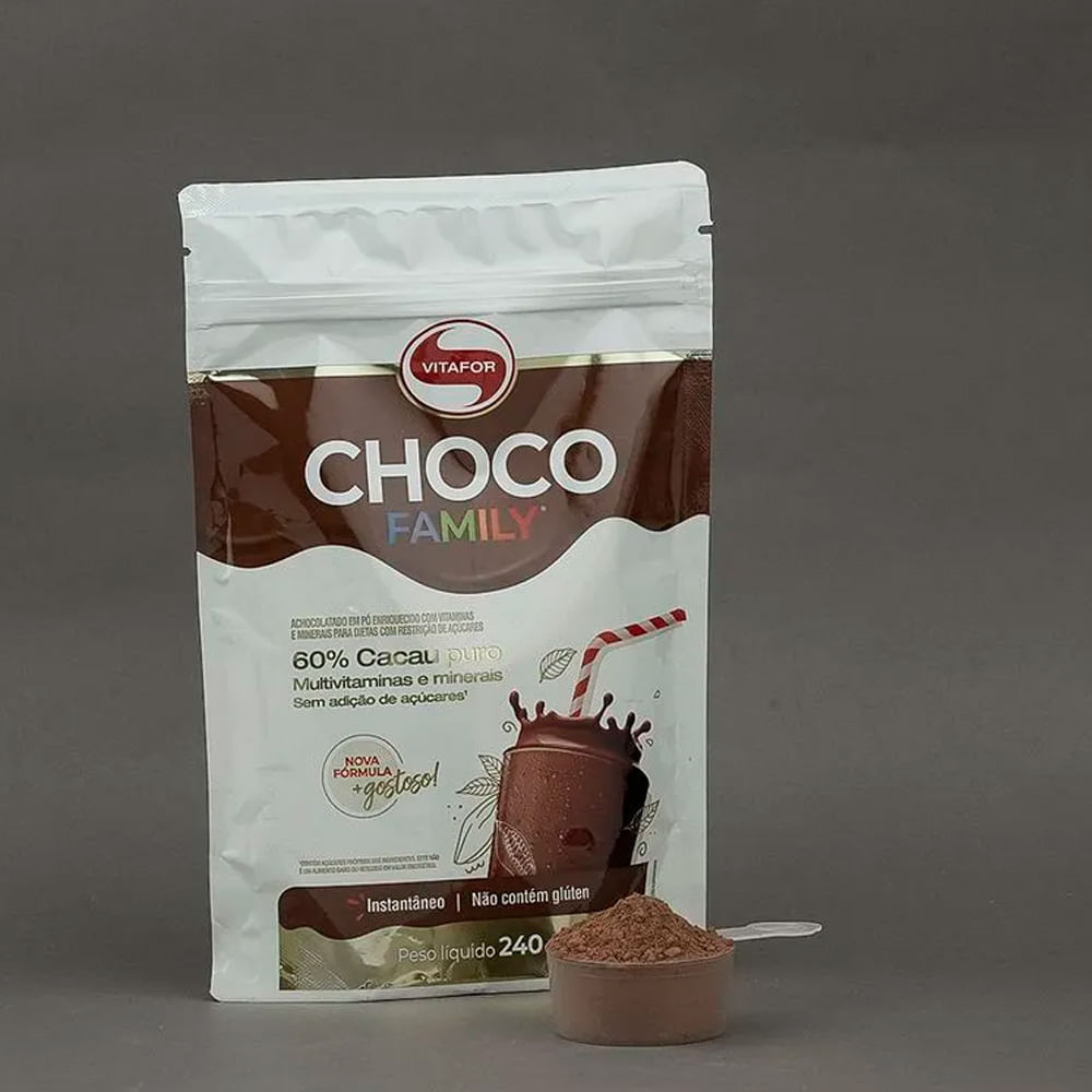Miniatura Achocolatado Vitafor Choco Family 60% Cacau Puro Sachê 240g