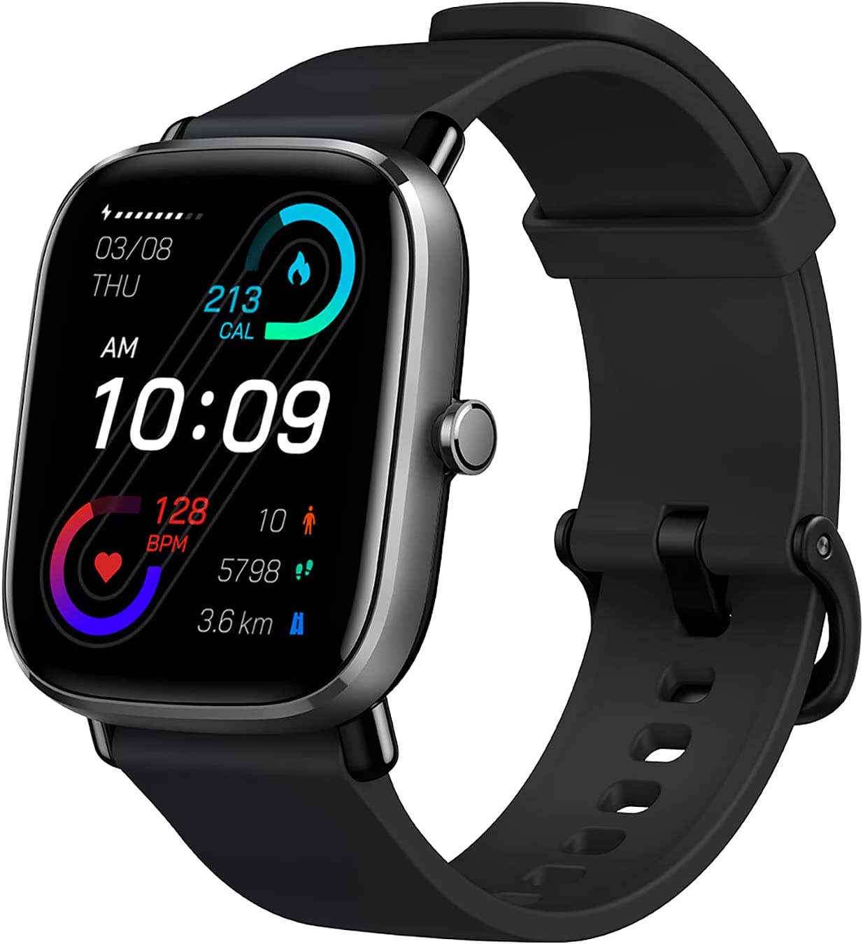 Miniatura Amazfit Relógio Smartwatch Esportivo à Prova dÁgua cM onitoramento Respiratório e Rastreador Físico para Iphone e Android Preto