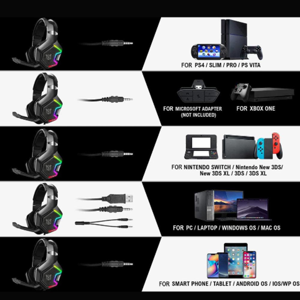 Fone Gamer Headset Profissional Onikuma K10 Pro Rgb Preto