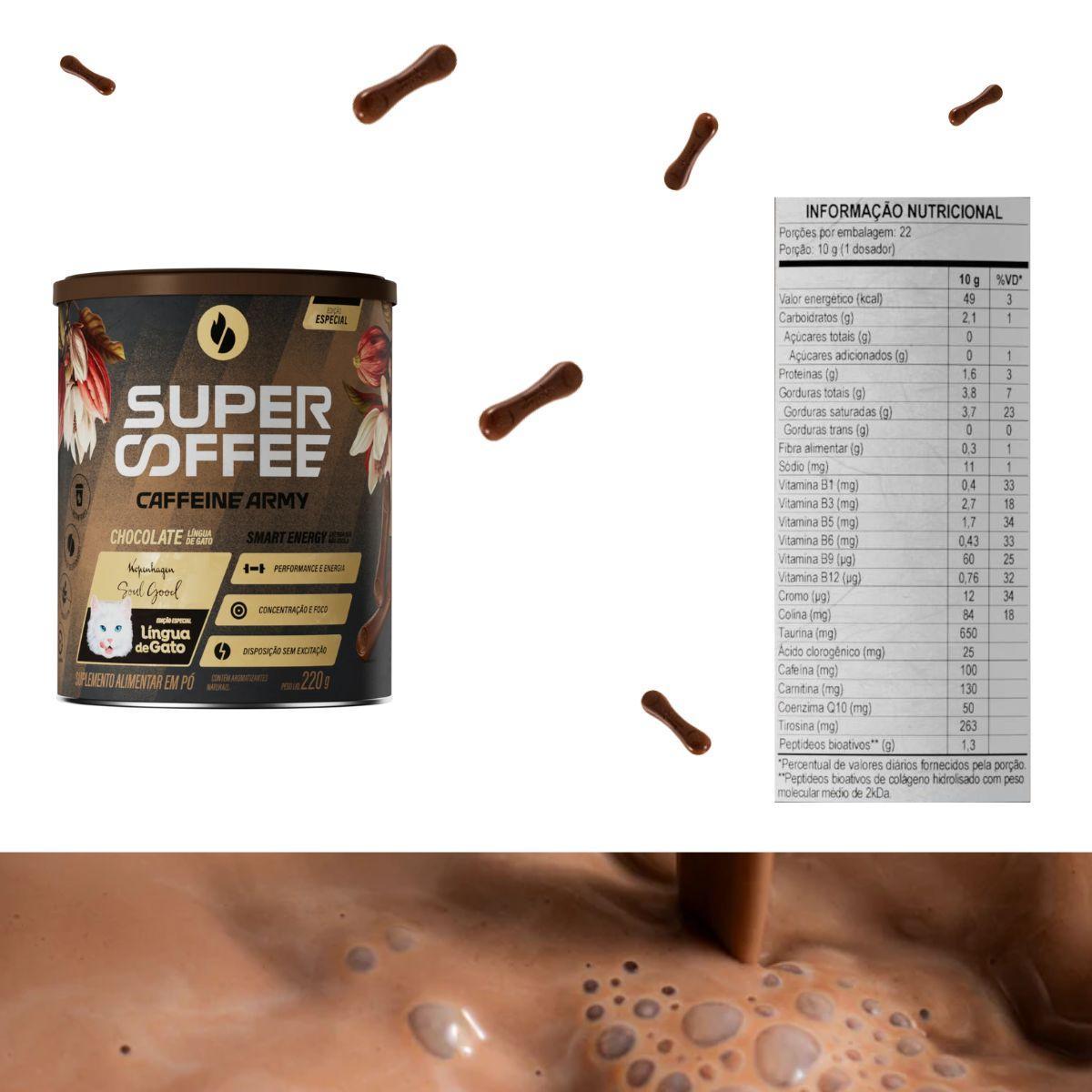 Miniatura Supercoffee Caffeine Army Chocolate Língua De Gato 220G