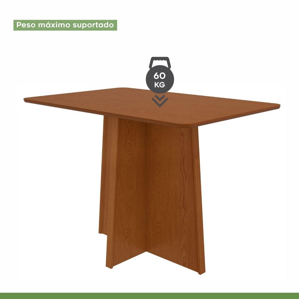 Conjunto Mesa 120cm Celebrare Tampo Mdf no Glass e 4 Cadeiras Celina Frassino/ Creme